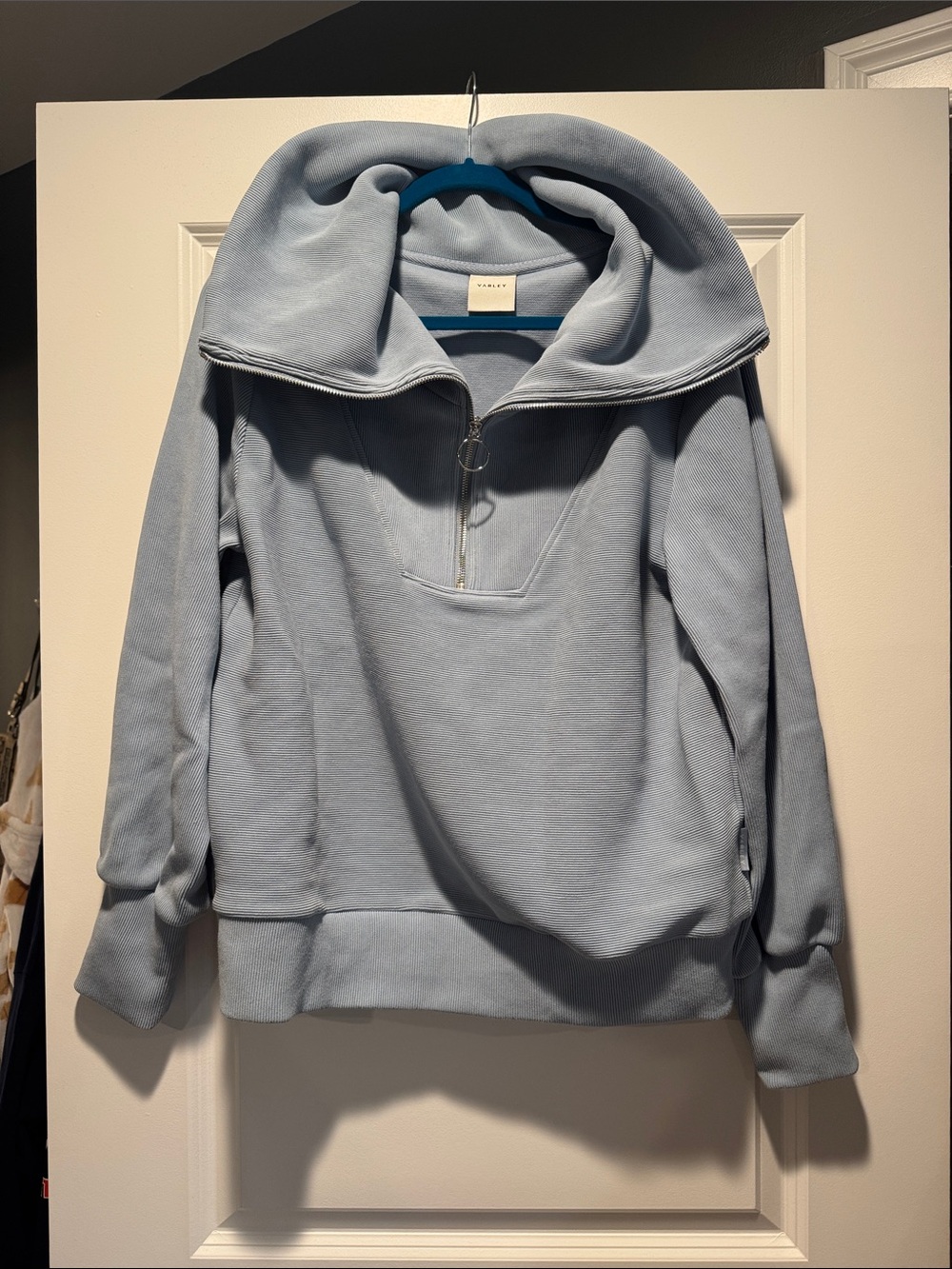 Varley Light Blue Half-Zip Funnel Neck Pullover